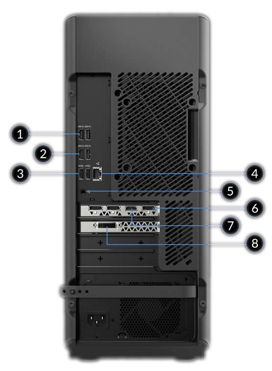 Conectividade portos-usb-entradas-inputs-torre-lenovo-legion-t730